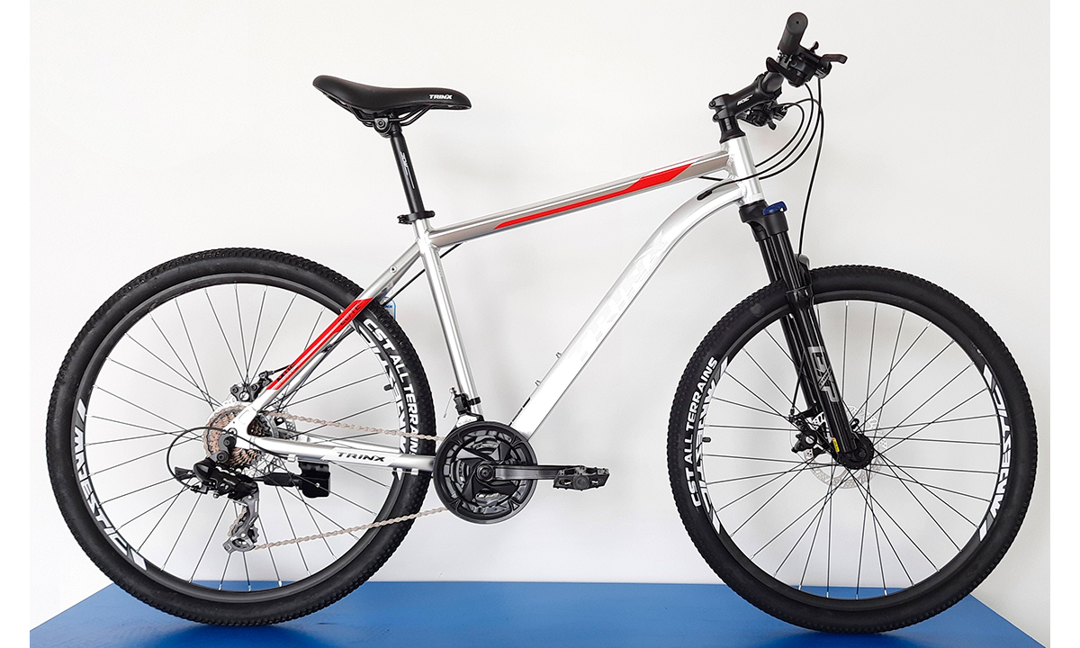 Фотография Велосипед Trinx M116 Elite 27,5" 2021, размер L, Серебристо-красный